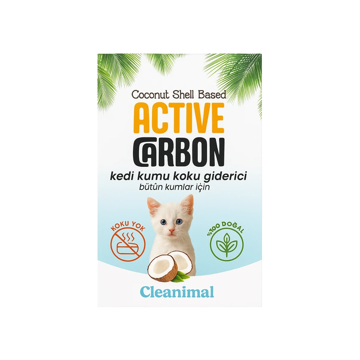 Cleanimal Hindistan Cevizi Aktif Karbonlu Kedi Kumu Koku Giderici 50 g