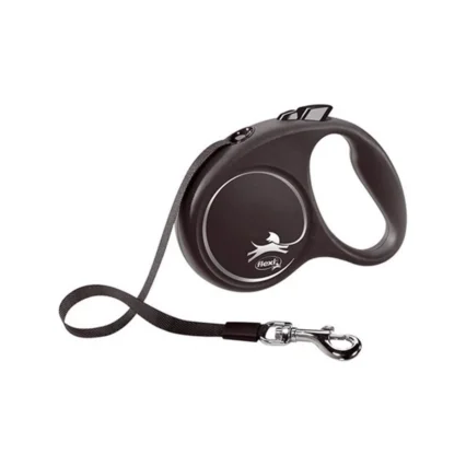 Flexi Siyah Seri Large 5 Mt Şerit Otomatik Tasma Siyah