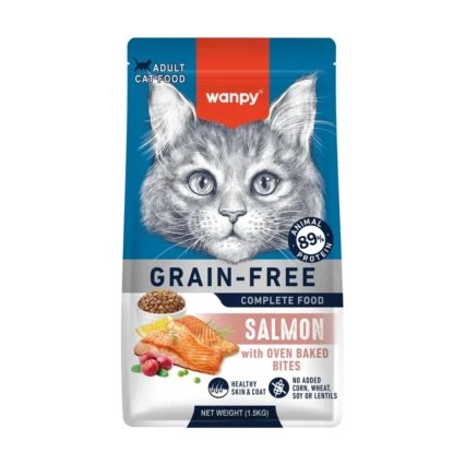 Wanpy Tahılsız Somonlu Süper Premium Yetişkin Kedi Maması 1,5 kg İstiridye Aromalı Lezzet