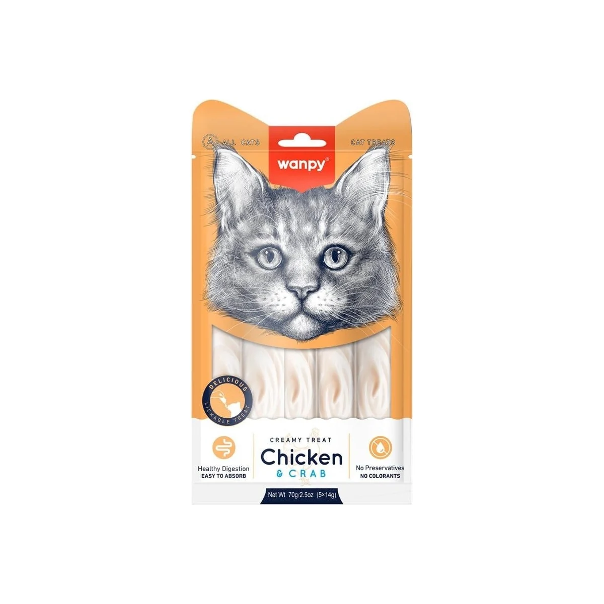 Wanpy Tavuk & Yengeç Kedi Krema Ödül Maması 5x14 gr - Görsel 2