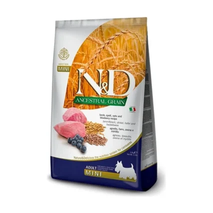 N&D Ancestral Grain Kuzu Etli Küçük Irk Yetişkin Köpek Maması 2,5 Kg | Lamb & Blueberry Adult Mini