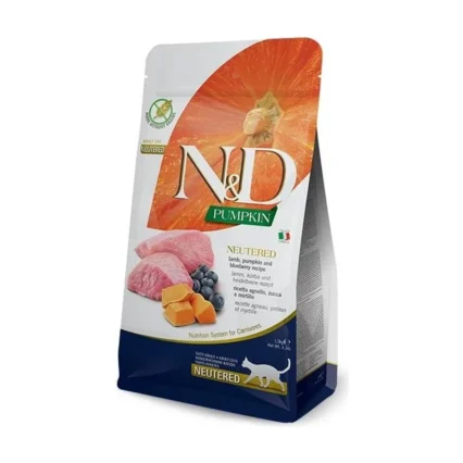 N&d Tahılsız Balkabağı, Kuzu Etli ve Yaban Mersinli Kısır Kedi Maması 1,5 kg