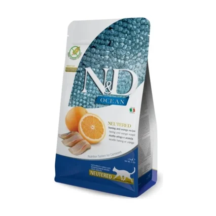 N&D Ocean Ringa Balıklı Kısırlaştırılmış Yetişkin Kedi Maması 1,5 Kg | Neutered Herring & Orange Adult