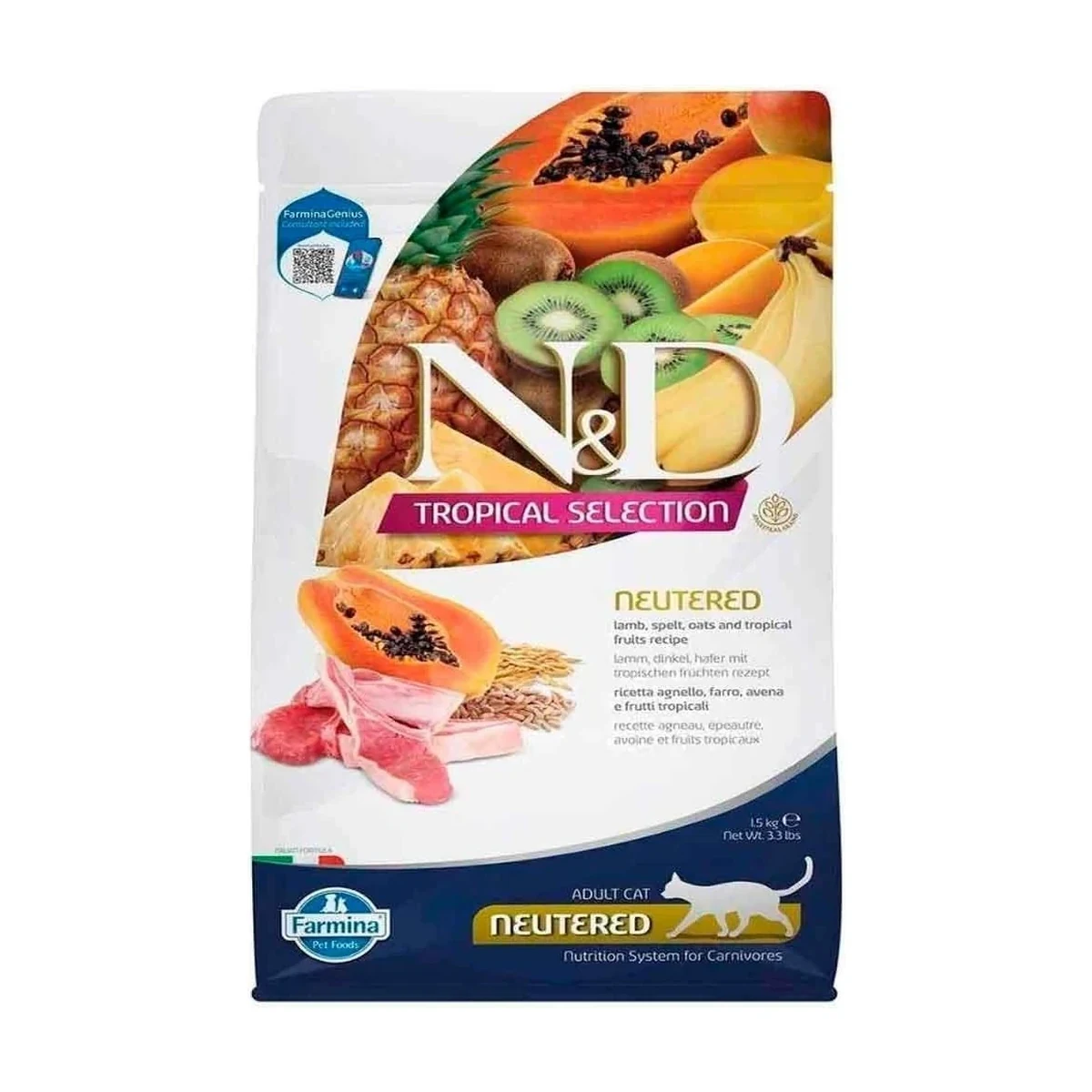 N&D Tropical Selection Kuzu Etli Kısırlaştırılmış Yetişkin Kedi Maması 1,5 Kg | Neutered Lamb, Spelt, Oats & Tropical Fruits Feline - Görsel 3