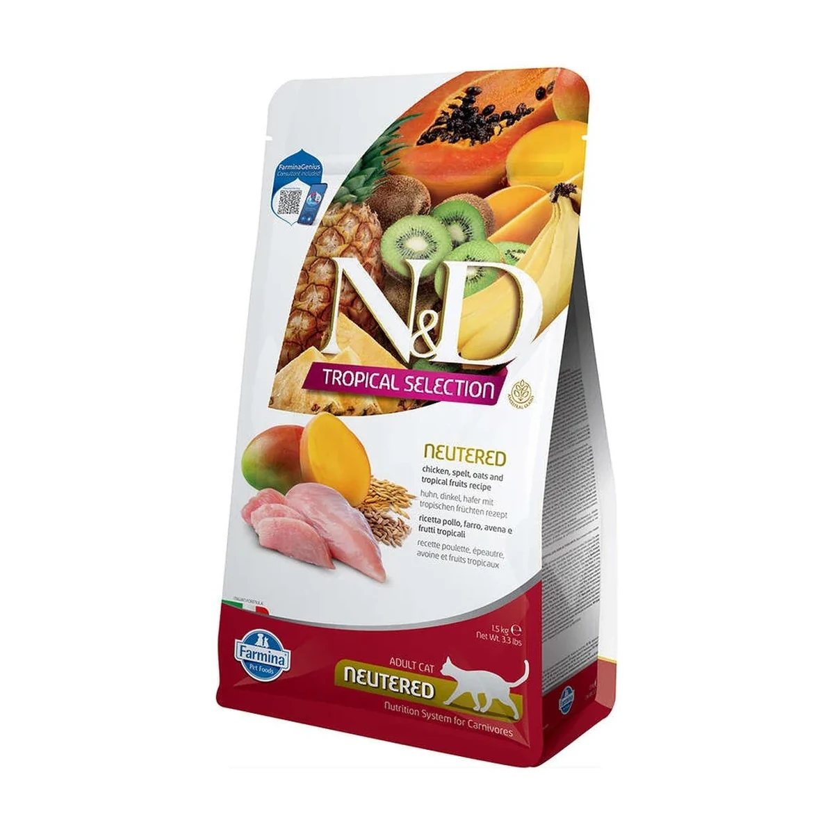 N&D Tropical Selection Tavuk Etli Kısırlaştırılmış Yetişkin Kedi Maması 1,5 Kg | Neutered Chicken, Spelt, Oats & Tropical Fruits Feline - Görsel 2