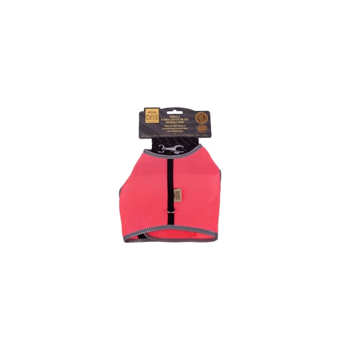 Cattie Havalı Dokuma Kedi Göğüs & Gezdirme Takımı Pembe 1*25-35 cm