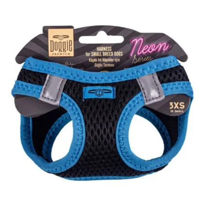 Doggie Havalı Dokuma Neon Göğüs Tasması Mavi 3XS 22-26 cm