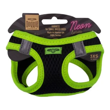 Doggie Havalı Dokuma Neon Serisi Küçük Irk Göğüs Tasması Sarı 3XS-22-26CM