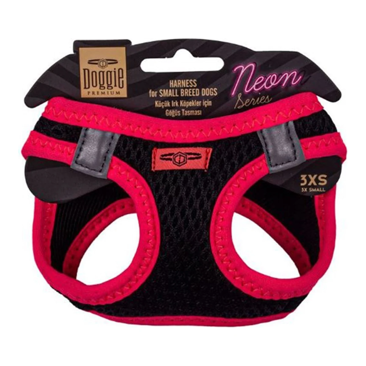 Doggie Havalı Dokuma Neon Serisi Küçük Irk Göğüs Tasması Pembe 3XS-22-26CM