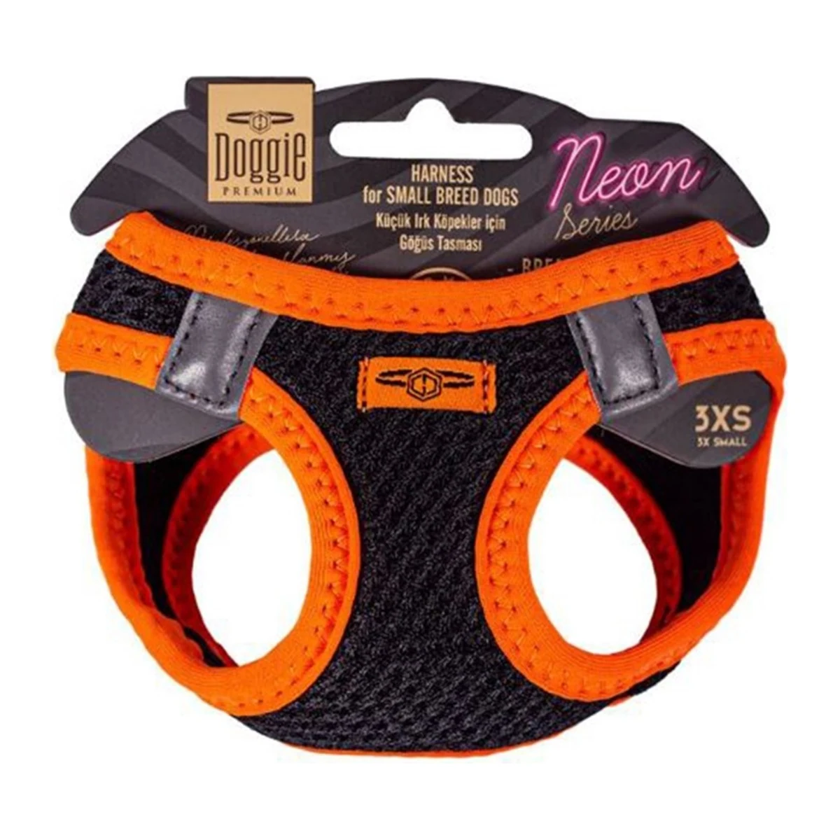 Doggie Havalı Dokuma Neon Serisi Küçük Irk Göğüs Tasması Turuncu 2XS-26-30CM