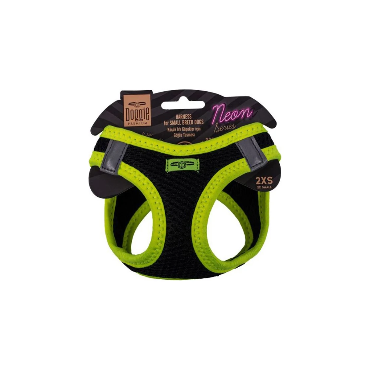 Doggie Havalı Dokuma Neon Serisi Küçük Irk Göğüs Tasması Sarı 2XS-26-30CM
