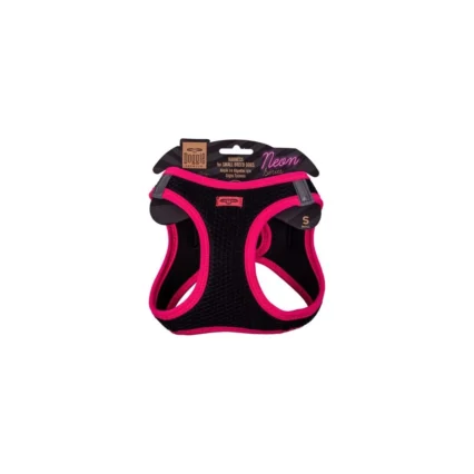 Doggie Havalı Dokuma Neon Serisi Küçük Irk Göğüs Tasması Pembe S-32-38CM