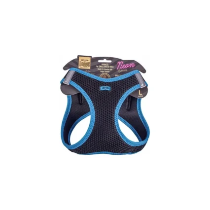 Doggie Havalı Dokuma Neon Serisi Küçük Irk Göğüs Tasması L Beden Mavi 42-48 cm