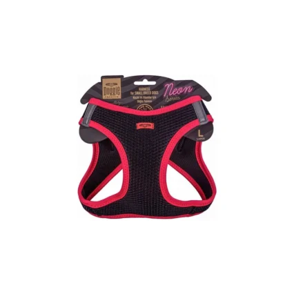 Doggie Havalı Dokuma Neon Serisi Küçük Irk Göğüs Tasması L Beden Pembe 42-48 cm
