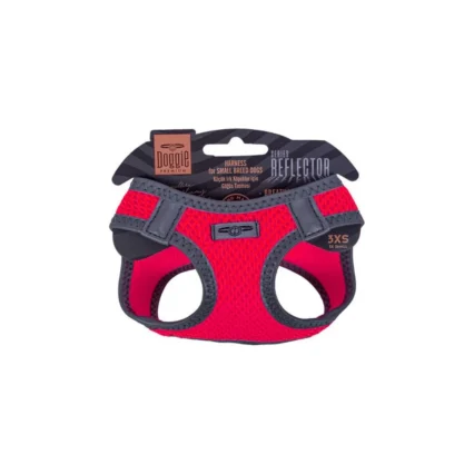 Doggie Havalı Dokuma Reflektör Serisi Küçük Irk Göğüs Tasması Kırmızı 3XS-22-26CM