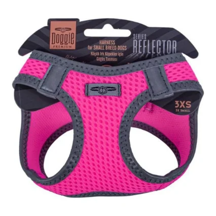 Doggie Havalı Dokuma Reflektör Serisi Küçük Irk Göğüs Tasması Pembe 3XS-22-26CM
