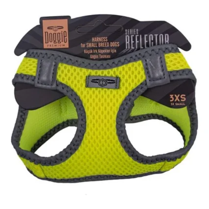 Doggie Havalı Dokuma Reflektör Serisi Küçük Irk Göğüs Tasması Sarı 3XS-22-26CM
