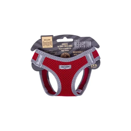 Doggie Havalı Dokuma Reflektör Serisi Küçük Irk Göğüs Tasması Kırmızı 2XS-26-30CM