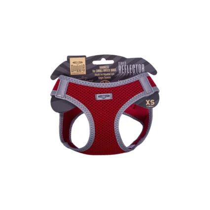 Doggie Havalı Dokuma Reflektör Serisi Küçük Irk Göğüs Tasması Kırmızı XS-30-34CM