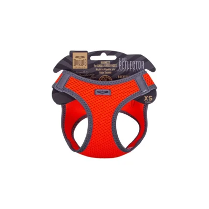 Doggie Havalı Dokuma Reflektör Serisi Küçük Irk Göğüs Tasması Turuncu XS-30-34CM