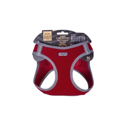 Doggie Havalı Dokuma Reflektör Serisi Küçük Irk Göğüs Tasması Kırmızı L-42-48CM