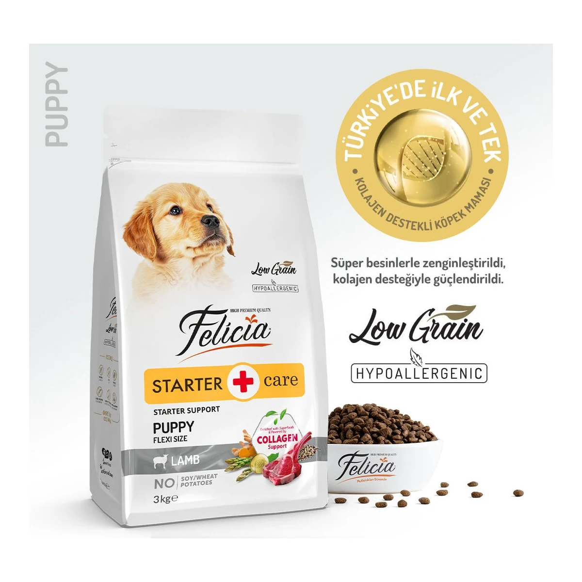Felicia 3 Kg Yavru Kuzulu Small/Mini Az Tahıllı HypoAllergenic Kö