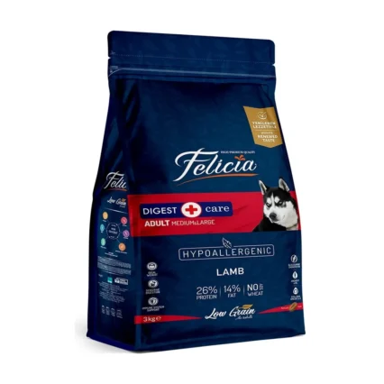 Felicia 3 Kg Yetişkin Kuzulu Hipoalerjenik Mama M/Large Az Tahıllı İçerik ile Sağlıklı Beslenme