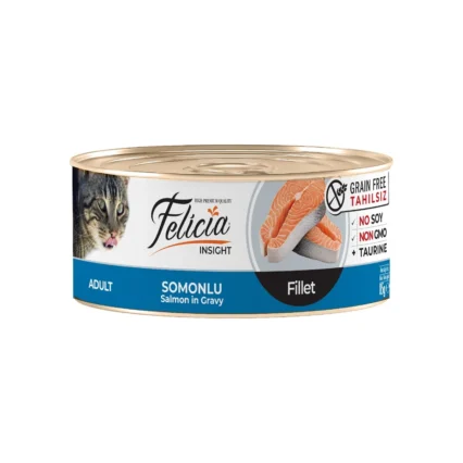 Felicia Tahılsız 85 gr Somonlu Fileto Yaş Kedi Maması Yüksek Et Oranı ile Besleyici