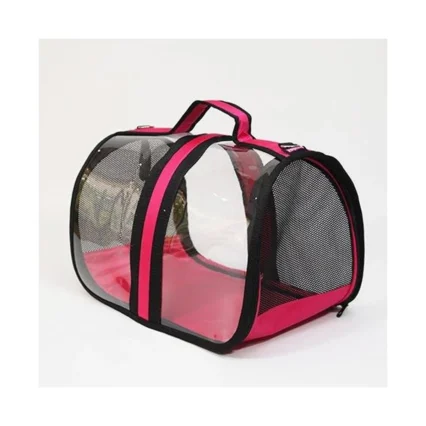 Pet Pretty Bacco Milano Şeffaf Kedi ve Köpek Taşıma Çantası Pembe 44×28×28 cm