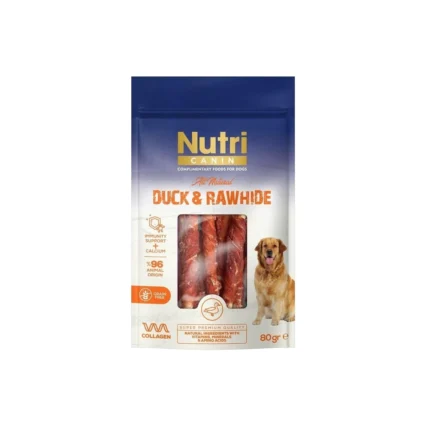 Nutri Canin 80 gr Ördek Eti Sarılı Kemik Köpek Ödülü Yüksek Proteinli ve Lezzetli Atıştırmalık